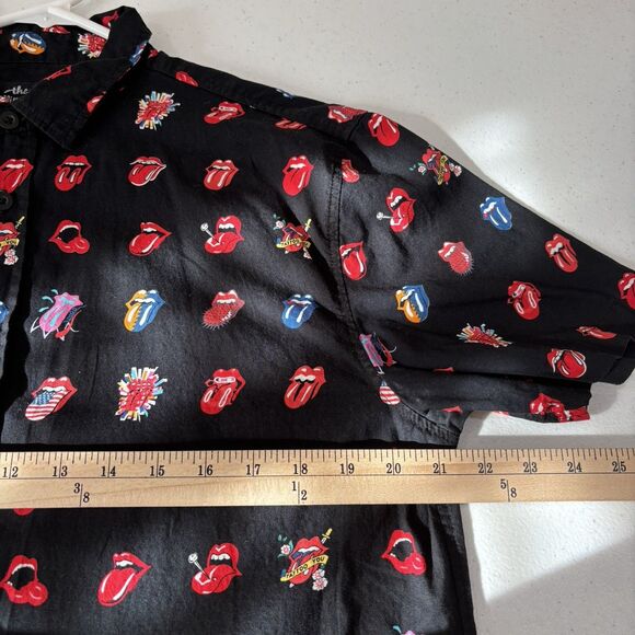 The Rolling Stones 2018  Button Up Shirt Multi Tongue Logo All Over Men’s L - Picture 4 of 9